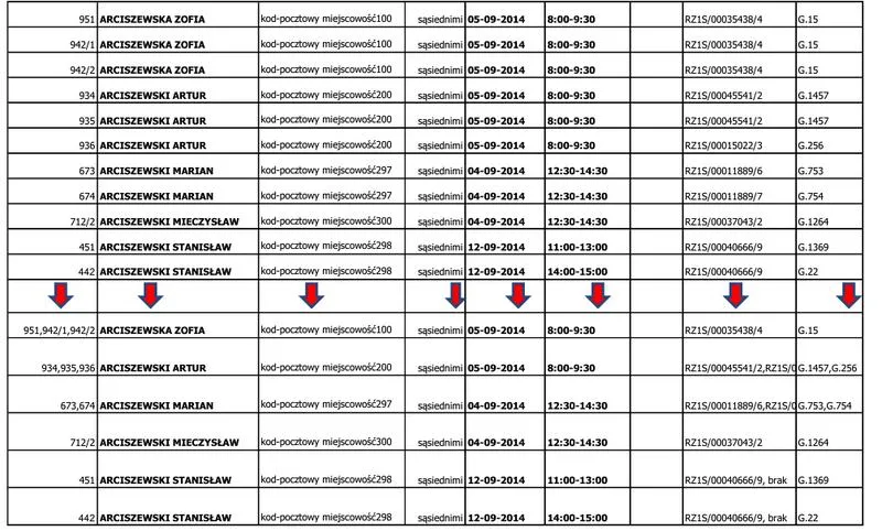 Excel łączenie wierszy