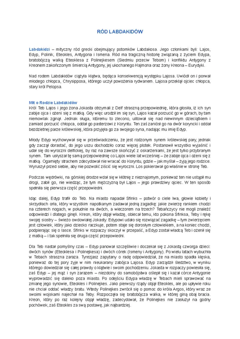 Historia rodu labdakidów