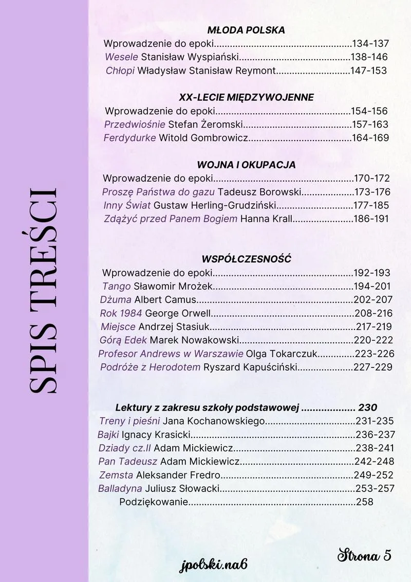 Lista lektur egzamin ósmoklasisty 2026